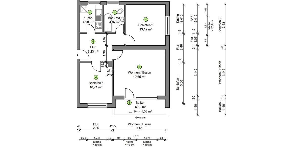 Etagenwohnung Gefrees Böseneck - 2.5 Zimmer, 63 m&sup2;, 480&euro; | Angebot:26037694