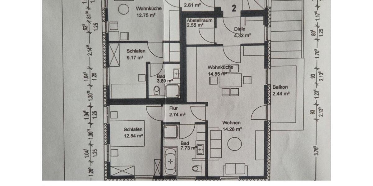 Etagenwohnung Spelle - 2 Zimmer, 62 m&sup2;, 595&euro; | Angebot:26697599
