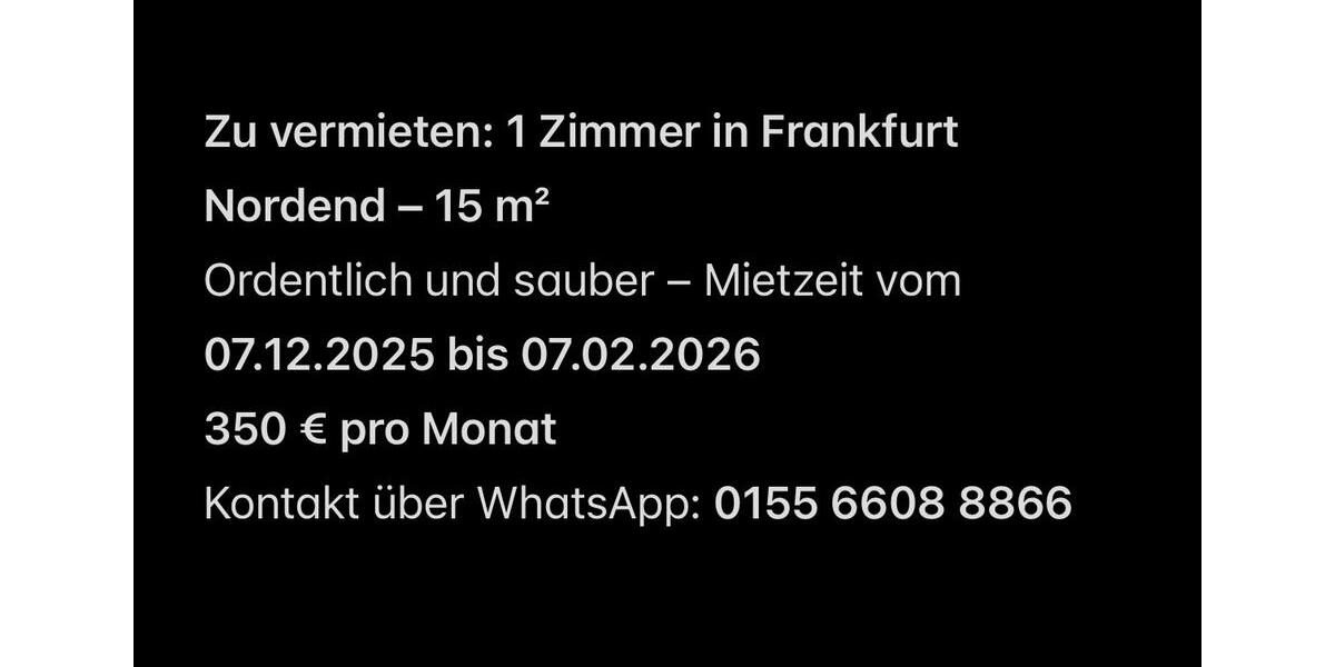 Frankfurt am Main - Nordend West Zimmer zu vermieten 1 zimmer