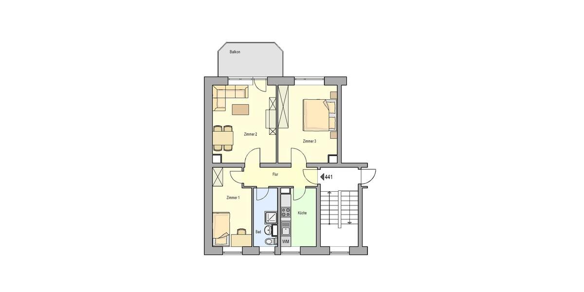 Etagenwohnung Schleiz - 3 Zimmer, 61 m&sup2;, 420&euro; | Angebot:25080115