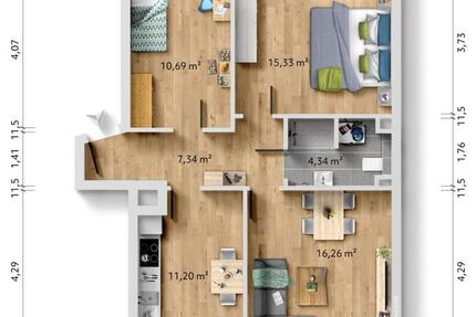 Wohnung Datteln - 3 Zimmer, 70 m&sup2;, 795&euro; | Angebot:25129061