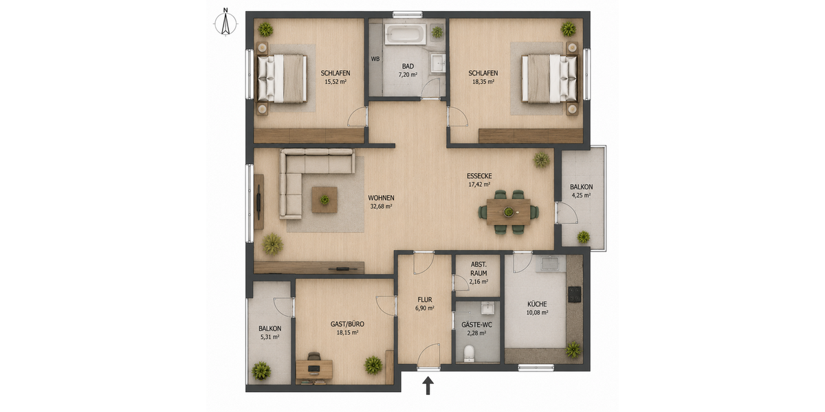 Etagenwohnung Schortens - 4 Zimmer, 86 m&sup2;, 610&euro; | Angebot:26517074