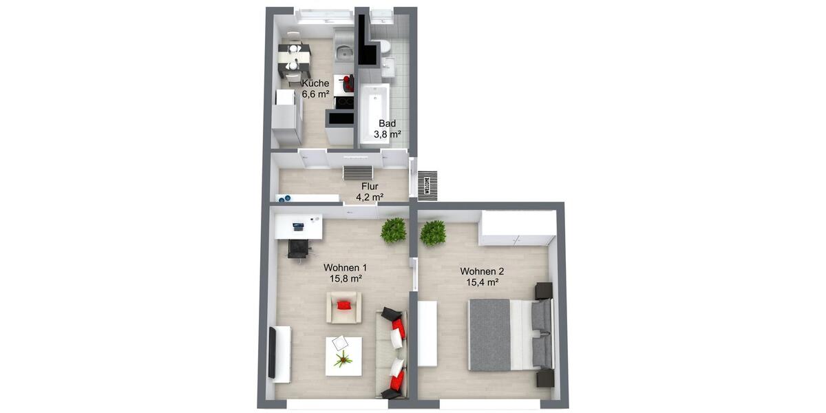 Etagenwohnung Schwedt (Oder) - 2 Zimmer, 47 m&sup2;, 283&euro; | Angebot:24763273