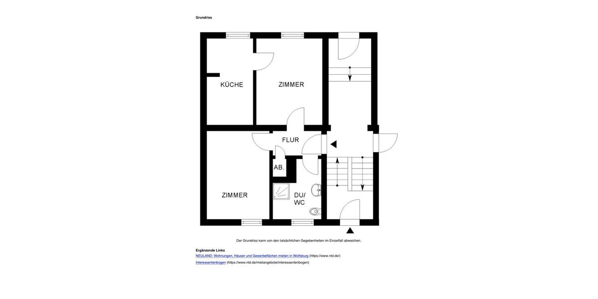 Erdgeschoßwohnung Wolfsburg - 2 Zimmer, 46 m&sup2;, 465&euro; | Angebot:24705808