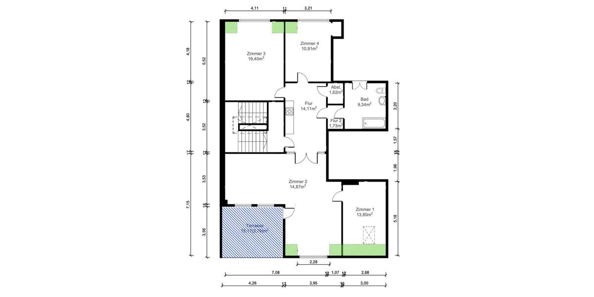 Dachgeschoßwohnung Bremen Östliche Vorstadt - 4 Zimmer, 90 m&sup2;, 1.600&euro; | Angebot:24523608