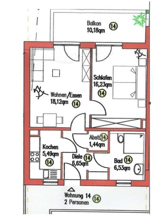 Wohnung zum Mieten in Baden-Baden 760 € 58.46 m² 2 zimmer