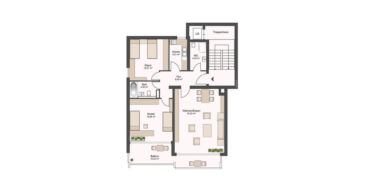 Etagenwohnung Augsburg Bergheim - 3 Zimmer, 96 m&sup2;, 1.600&euro; | Angebot:26276523