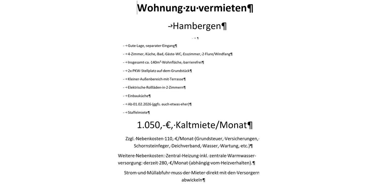 4 Zimmer Wohnung in Hambergen 4 zimmer