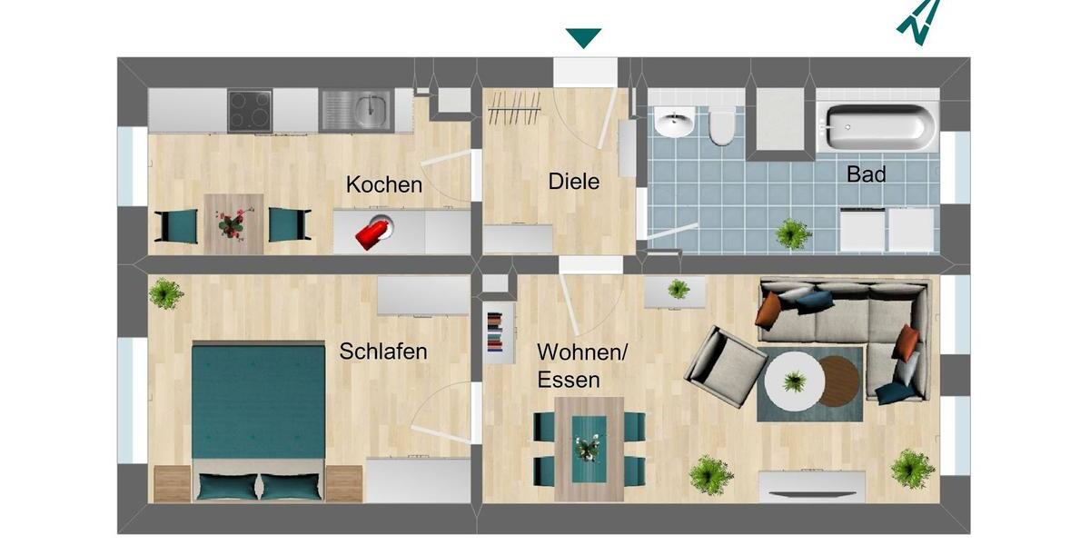 Etagenwohnung Pößneck - 2 Zimmer, 52 m&sup2;, 365&euro; | Angebot:26246714