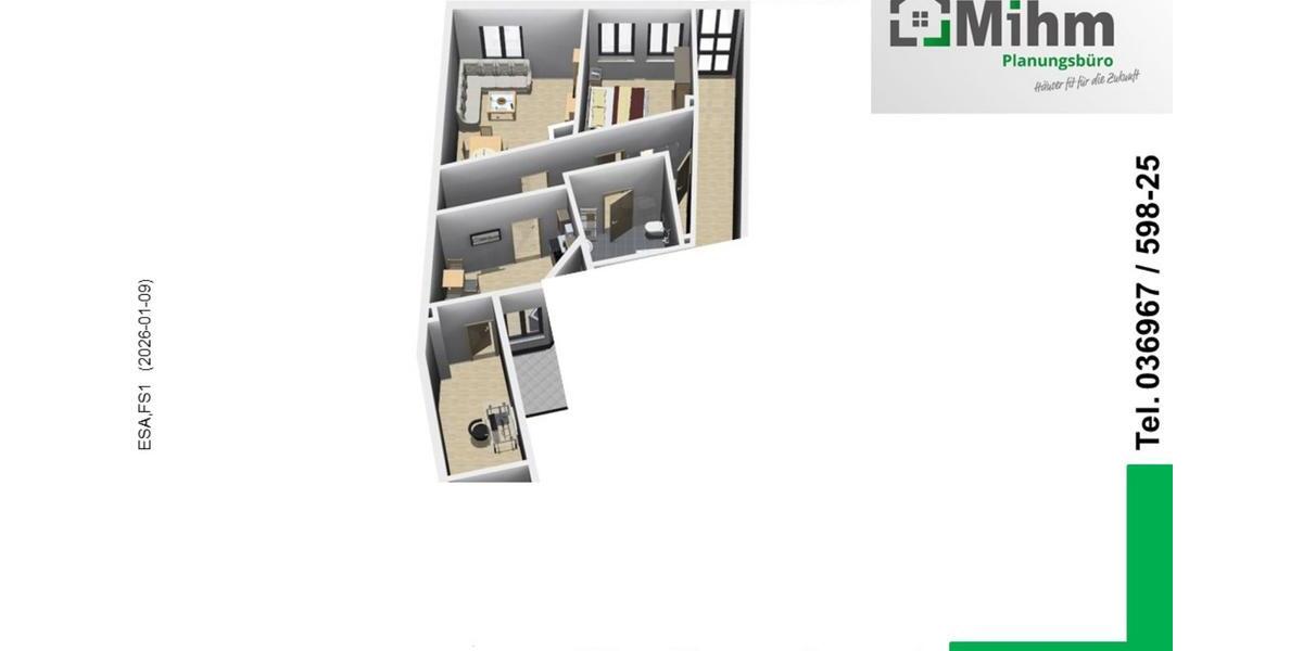 Erdgeschoßwohnung Eisenach - 3 Zimmer, 79 m&sup2;, 608&euro; | Angebot:24440561