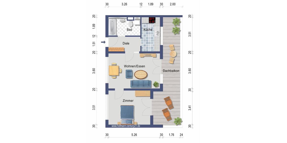 Dachgeschoßwohnung Rheinfelden (Baden) - 2 Zimmer, 62 m&sup2;, 990&euro; | Angebot:26610013