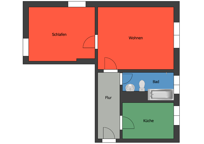 Etagenwohnung Meißen - 2 Zimmer, 49 m&sup2;, 343&euro; | Angebot:25928267