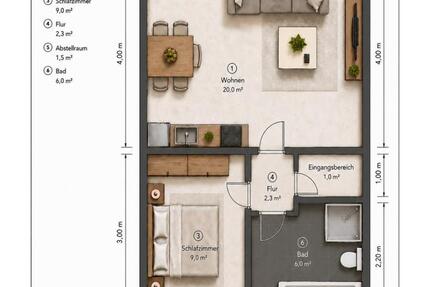Wohnung Kenn - 2 Zimmer, 39 m&sup2;, 790&euro; | Angebot:26489484