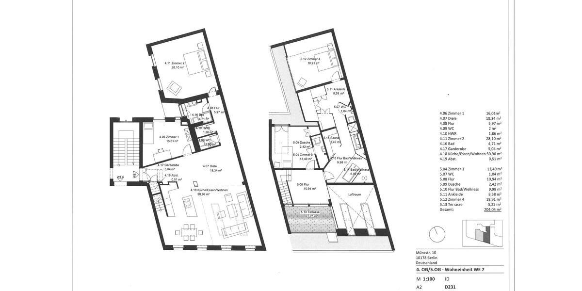 Dachgeschoßwohnung Berlin - 5 Zimmer, 211 m&sup2;, 6.961&euro; | Angebot:23795624