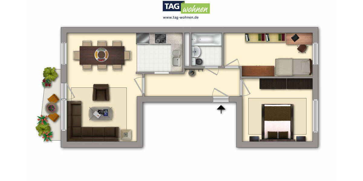 Etagenwohnung Gotha Gotha West - 3 Zimmer, 59 m&sup2;, 360&euro; | Angebot:26594870