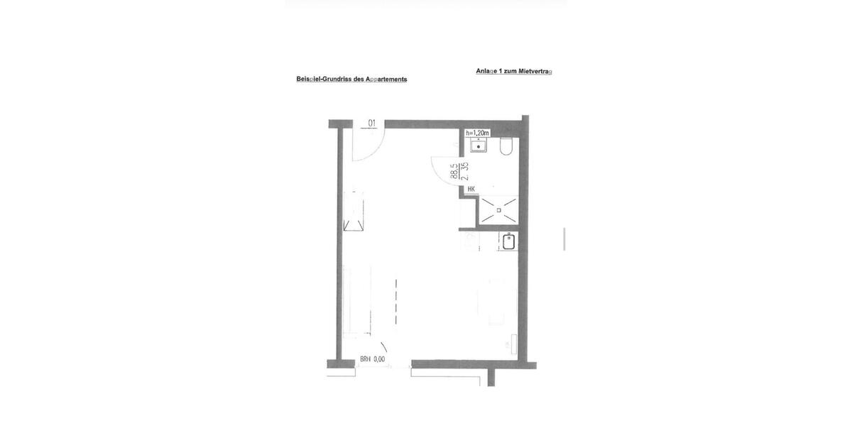 Etagenwohnung Bielefeld Mitte - 1 Zimmer, 25 m&sup2;, 585&euro; | Angebot:26302919