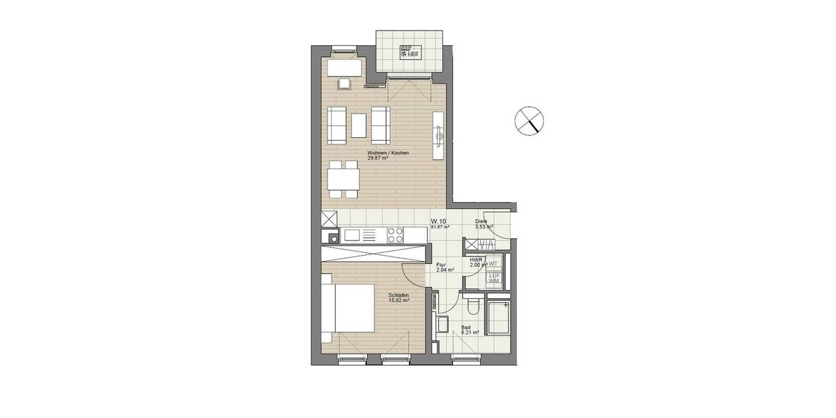 Etagenwohnung Frankfurt am Main Innenstadt - 2 Zimmer, 61 m&sup2;, 1.400&euro; | Angebot:26113075