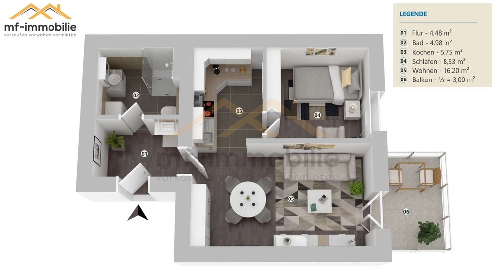 zwei Zimmer Wohnung mit Balkon in Mariental EBK kann übernommen werden - Etagenwohnung Mariental Helmstedt - Grasleben | Angebot:26277357