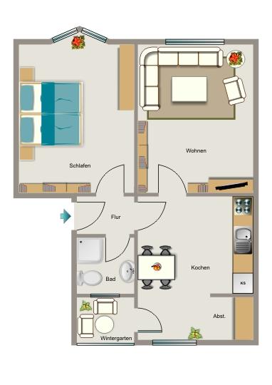Etagenwohnung Bochum Bochum-Ost - 2.5 Zimmer, 58 m&sup2;, 507&euro; | Angebot:26672539