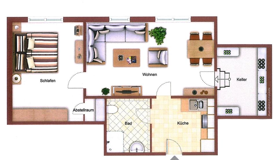 Etagenwohnung Hirschberg an der Bergstraße - 2 Zimmer, 60 m&sup2;, 670&euro; | Angebot:24379251