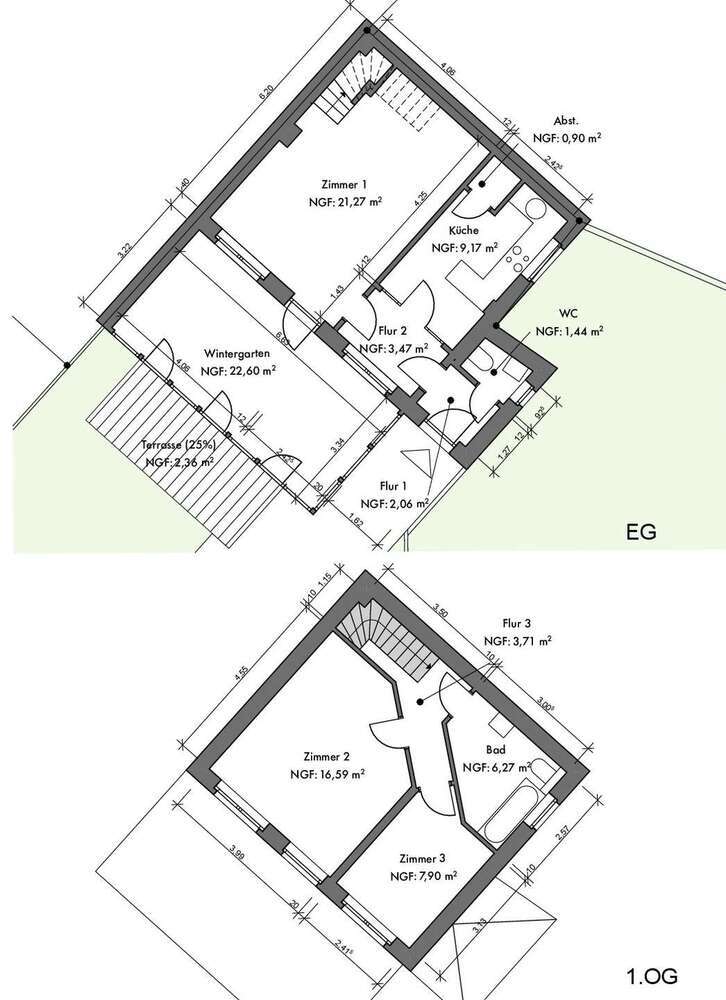 Hinterhaus mit 3 Zimmern, Terrasse, Wintergarten, Gäste-WC in der Eugen-Richter-Straße