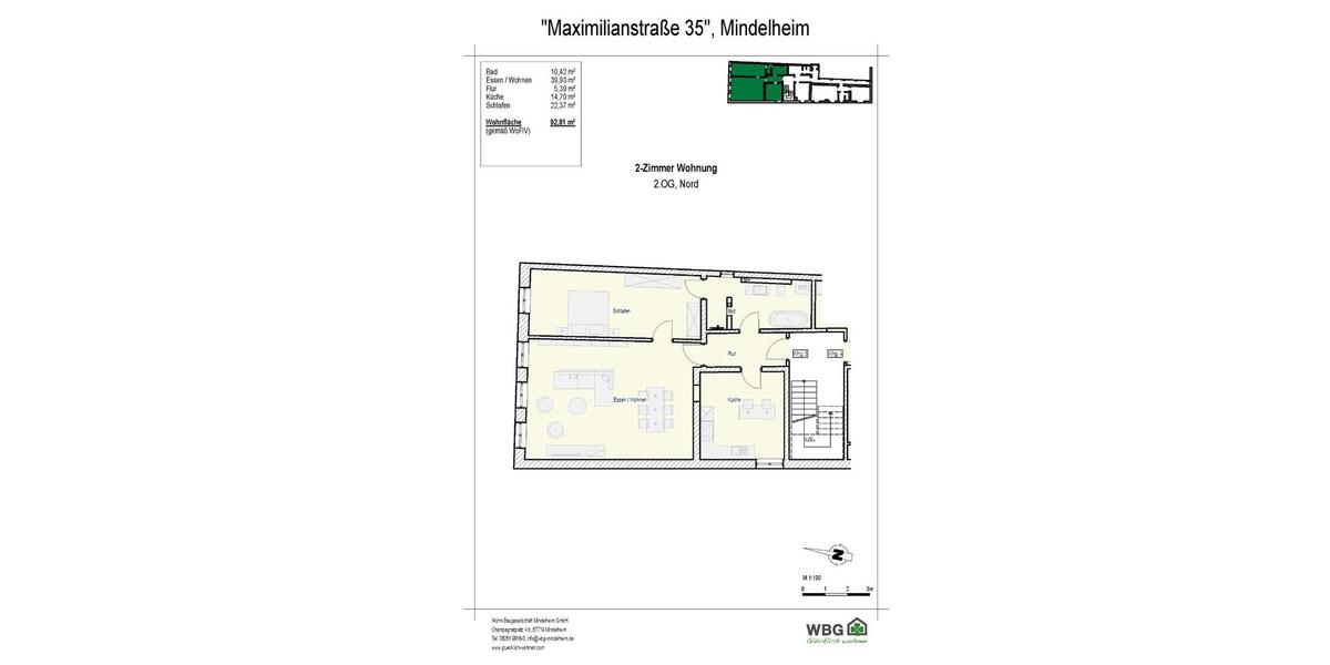 Etagenwohnung Mindelheim - 2 Zimmer, 93 m&sup2;, 770&euro; | Angebot:25645293