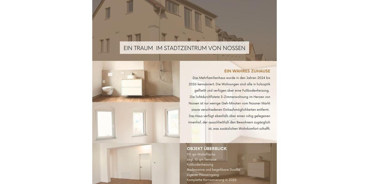 Erdgeschoßwohnung Nossen - 3 Zimmer, 90 m&sup2;, 878&euro; | Angebot:26678720