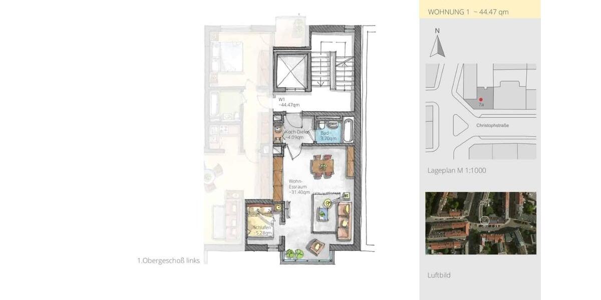 Etagenwohnung München Schwabing-Freimann - 2 Zimmer, 47 m&sup2;, 1.780&euro; | Angebot:15375277