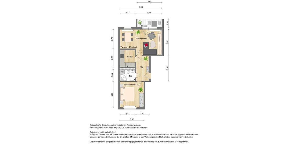 Wohnung zum Mieten in Zwickau 330 € 50 m² 2 zimmer
