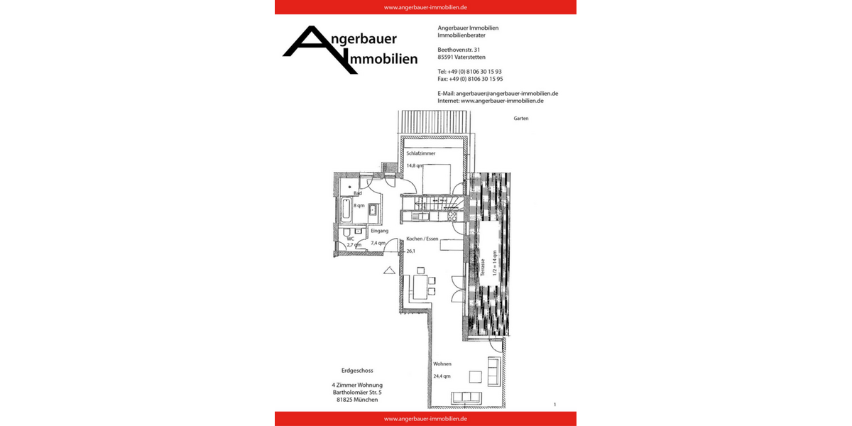 Etagenwohnung München Trudering - 4 Zimmer, 134 m&sup2;, 2.520&euro; | Angebot:27219758