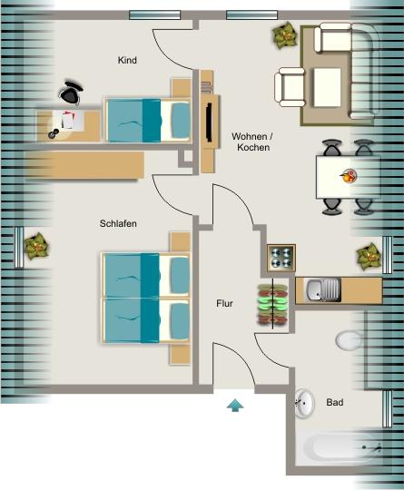 Dachgeschoßwohnung Gelsenkirchen Gelsenkirchen-Mitte - 3.5 Zimmer, 66 m&sup2;, 449&euro; | Angebot:25796705
