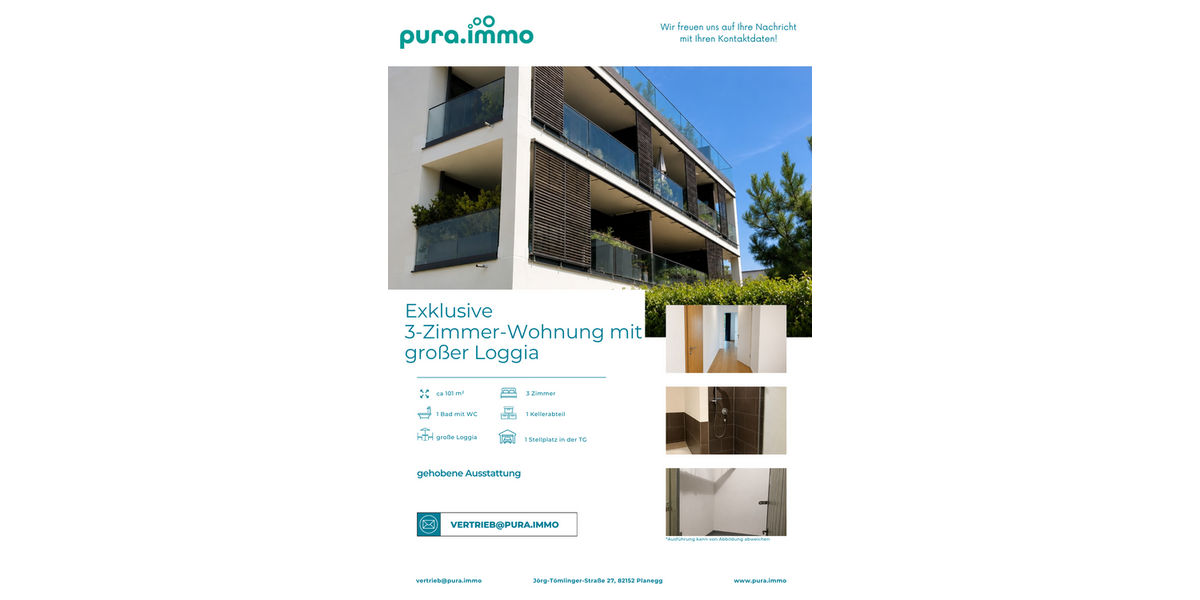 Etagenwohnung Tutzing - 3 Zimmer, 101 m&sup2;, 2.220&euro; | Angebot:27268339