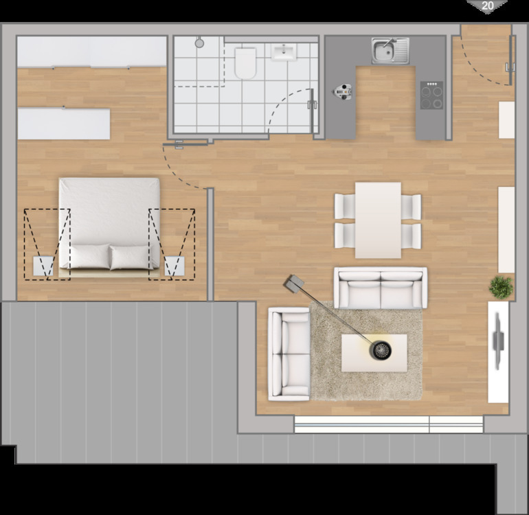 Exclusive 2 Zimmer Dachgeschoßwohnung in Neubau