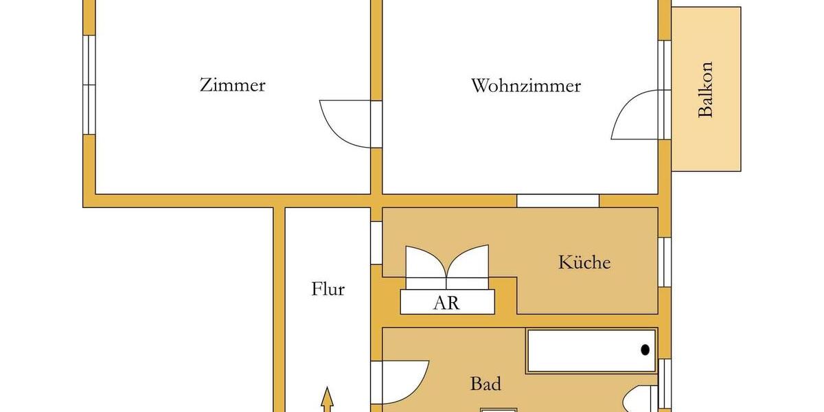 Erdgeschoßwohnung Köthen (Anhalt) - 2 Zimmer, 50 m&sup2;, 345&euro; | Angebot:26489375