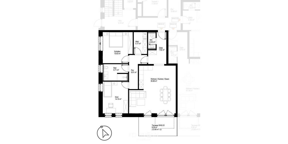 Etagenwohnung Haren / Emmeln Emmeln - 3 Zimmer, 100 m&sup2;, 1.170&euro; | Angebot:26105875