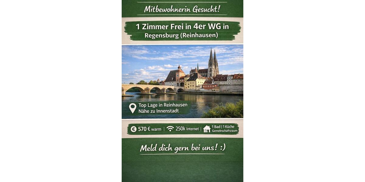 Wohnen auf Zeit Regensburg Konradsiedlung - 4 Zimmer, 16 m&sup2;, 570&euro; | Angebot:26275080