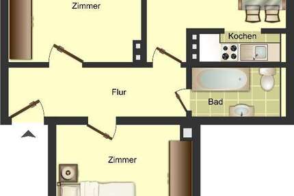 Wohnung Solingen Solingen-Mitte - 2 Zimmer, 54 m&sup2;, 599&euro; | Angebot:24785237