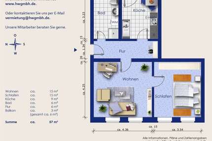 Wohnung Halle Büschdorf - 2 Zimmer, 58 m&sup2;, 426&euro; | Angebot:27278664