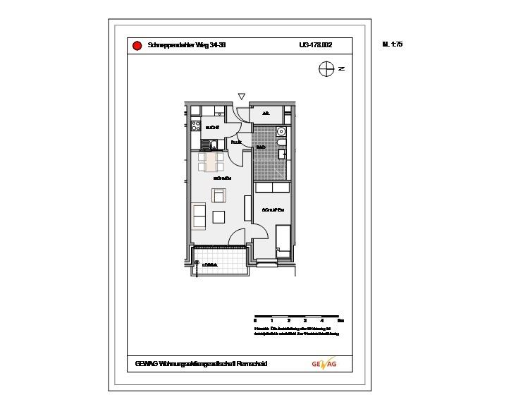 Etagenwohnung Remscheid Gemarkung Bergisch Born - 2 Zimmer, 52 m&sup2;, 340&euro; | Angebot:25990247