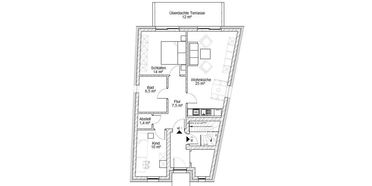 Erdgeschoßwohnung Bützow - 3 Zimmer, 70 m&sup2;, 915&euro; | Angebot:25080826