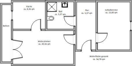 Etagenwohnung Bitterfeld-Wolfen Wolfen - 2 Zimmer, 54 m&sup2;, 384&euro; | Angebot:25706259