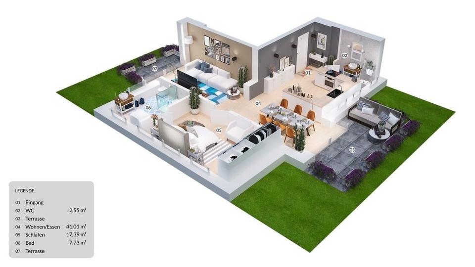 Erdgeschoßwohnung Neuenhaus - 2 Zimmer, 73 m&sup2;, 965&euro; | Angebot:22269502