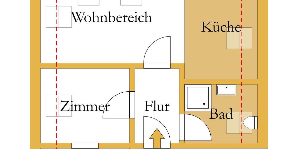 Dachgeschoßwohnung Köthen (Anhalt) - 2 Zimmer, 49 m&sup2;, 350&euro; | Angebot:24418142