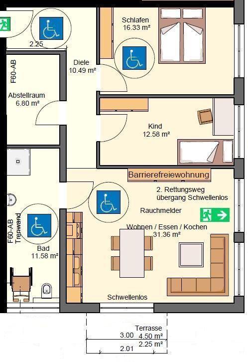 barrierefreie 3ZKB im EG ab 01.11.25 zur Miete frei, Miete warm 1.350€
