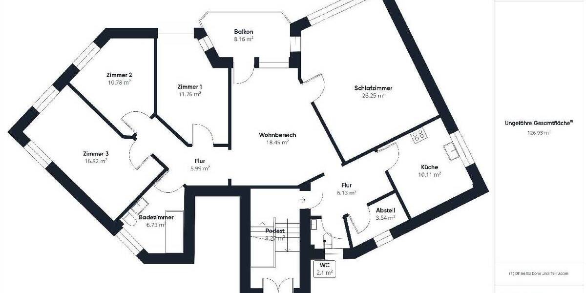 Etagenwohnung Stade Barge - 5 Zimmer, 115 m&sup2;, 1.200&euro; | Angebot:26806621