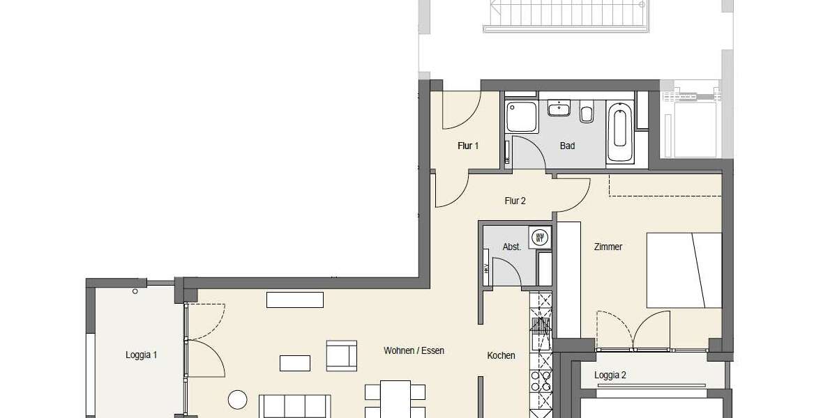 Etagenwohnung Wolfsburg - 2 Zimmer, 73 m&sup2;, 800&euro; | Angebot:27126900