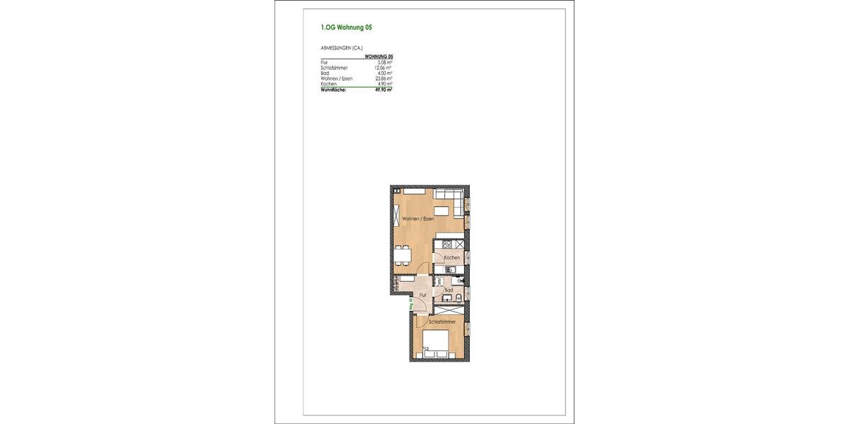 Etagenwohnung Regensburg Galgenberg - 2 Zimmer, 50 m&sup2;, 1.150&euro; | Angebot:26096942