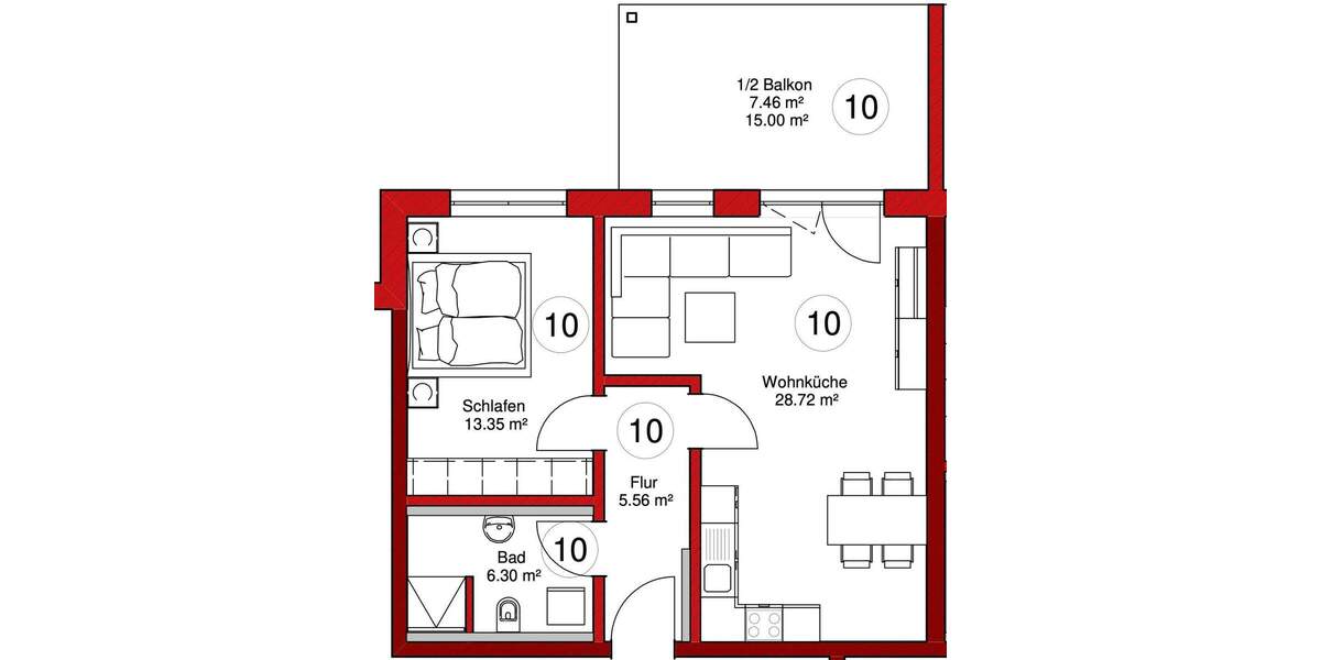 Etagenwohnung Schierling - 2 Zimmer, 61 m&sup2;, 700&euro; | Angebot:23854167