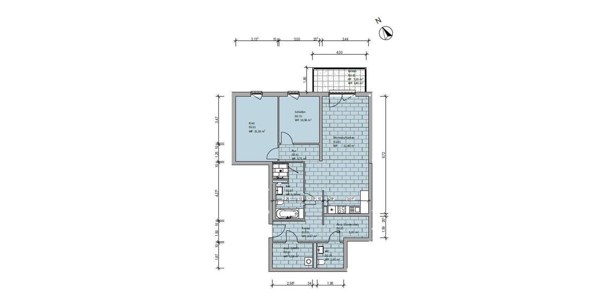 Etagenwohnung Wolfsburg Ehmen - 3 Zimmer, 98 m&sup2;, 1.081&euro; | Angebot:26024705