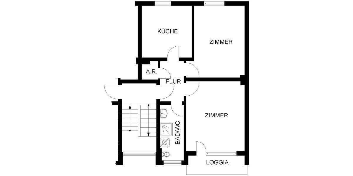 Etagenwohnung Hagen Hagen-Mitte - 2 Zimmer, 60 m&sup2;, 408&euro; | Angebot:26565245